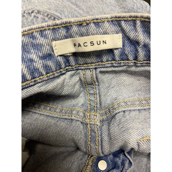 PACSUN Button Fly Icon Denim High Rise Distressed Jean Shorts Women's Size 25 - Picture 5 of 7